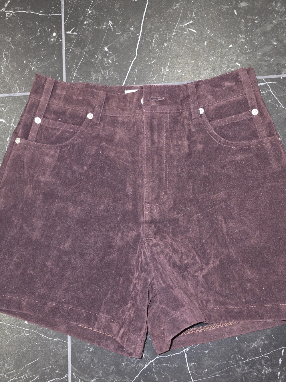 High-Waist Velvet Shorts in Plum